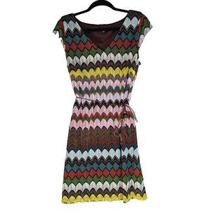 Tiana B. Colorful Chevron Dress Size 12 NWT